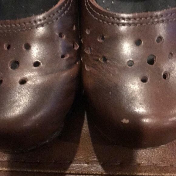 Sanita 4 brown leather clog slip on shoe - Picture 2 of 5